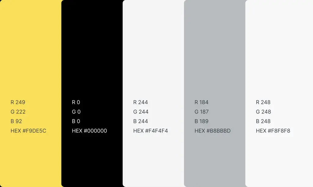 Equinox brand colour palette swatches with their hex values