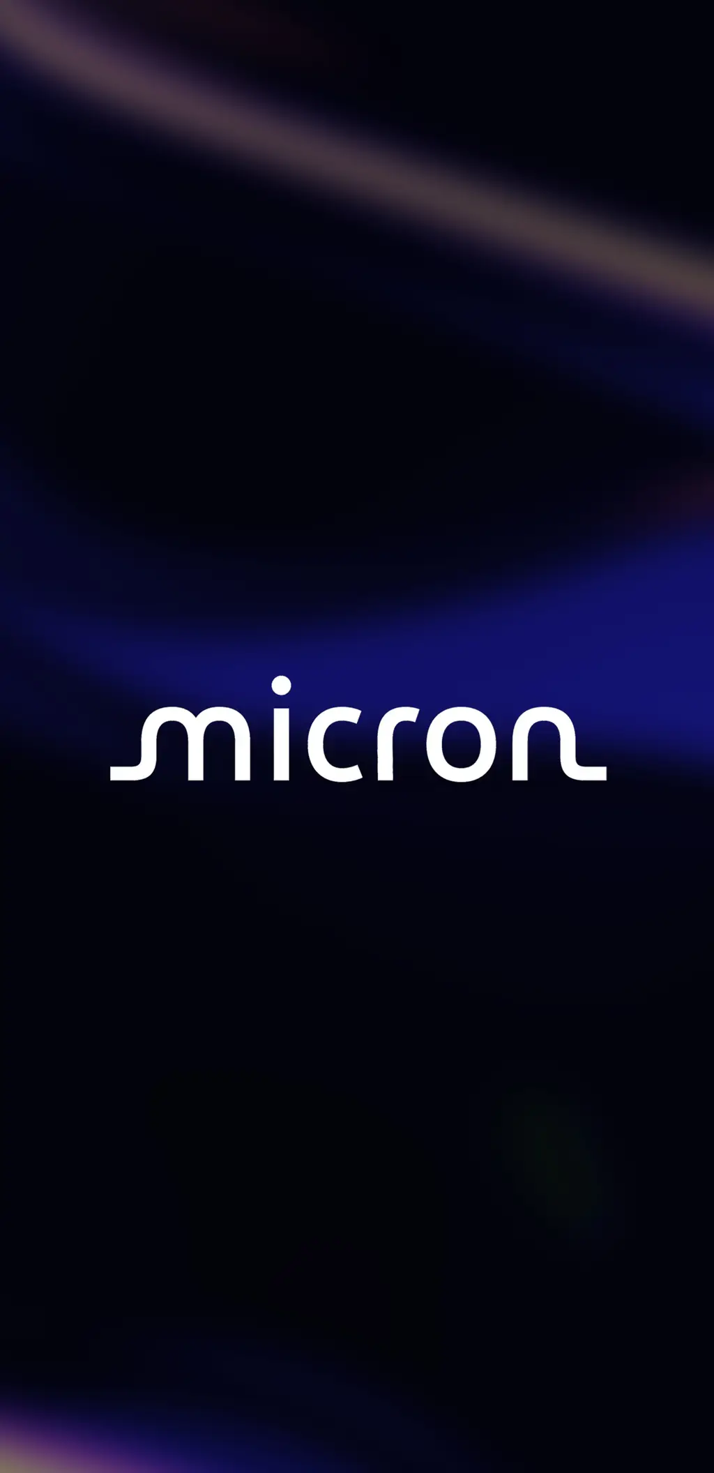 The new Micron wordmark on a dark blue and purple gradient
