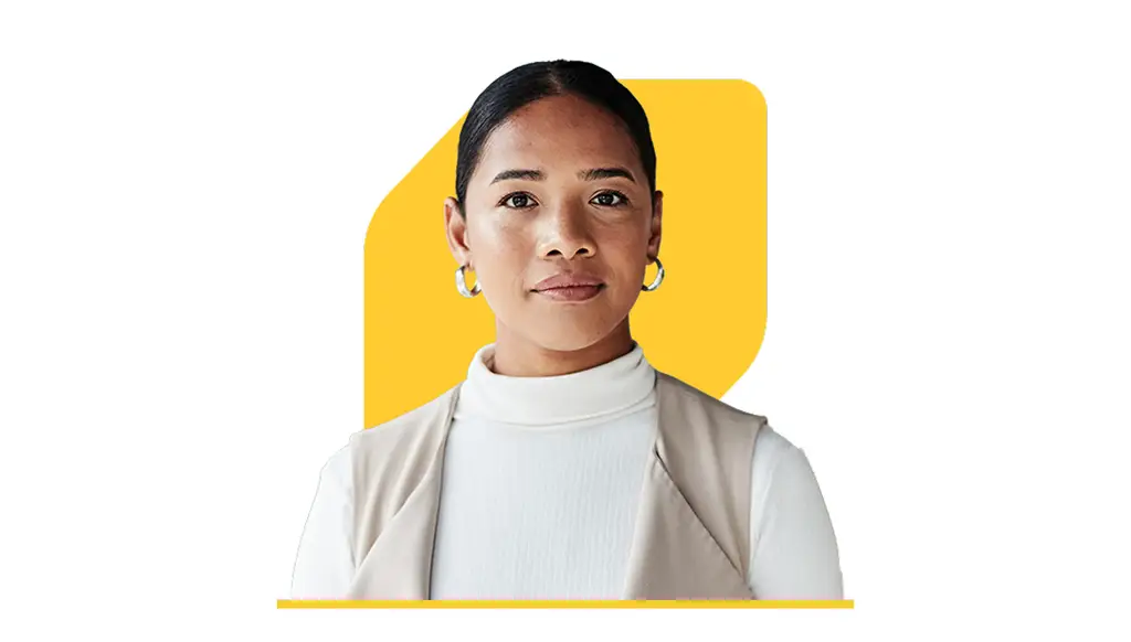 Smiling person on a yellow background