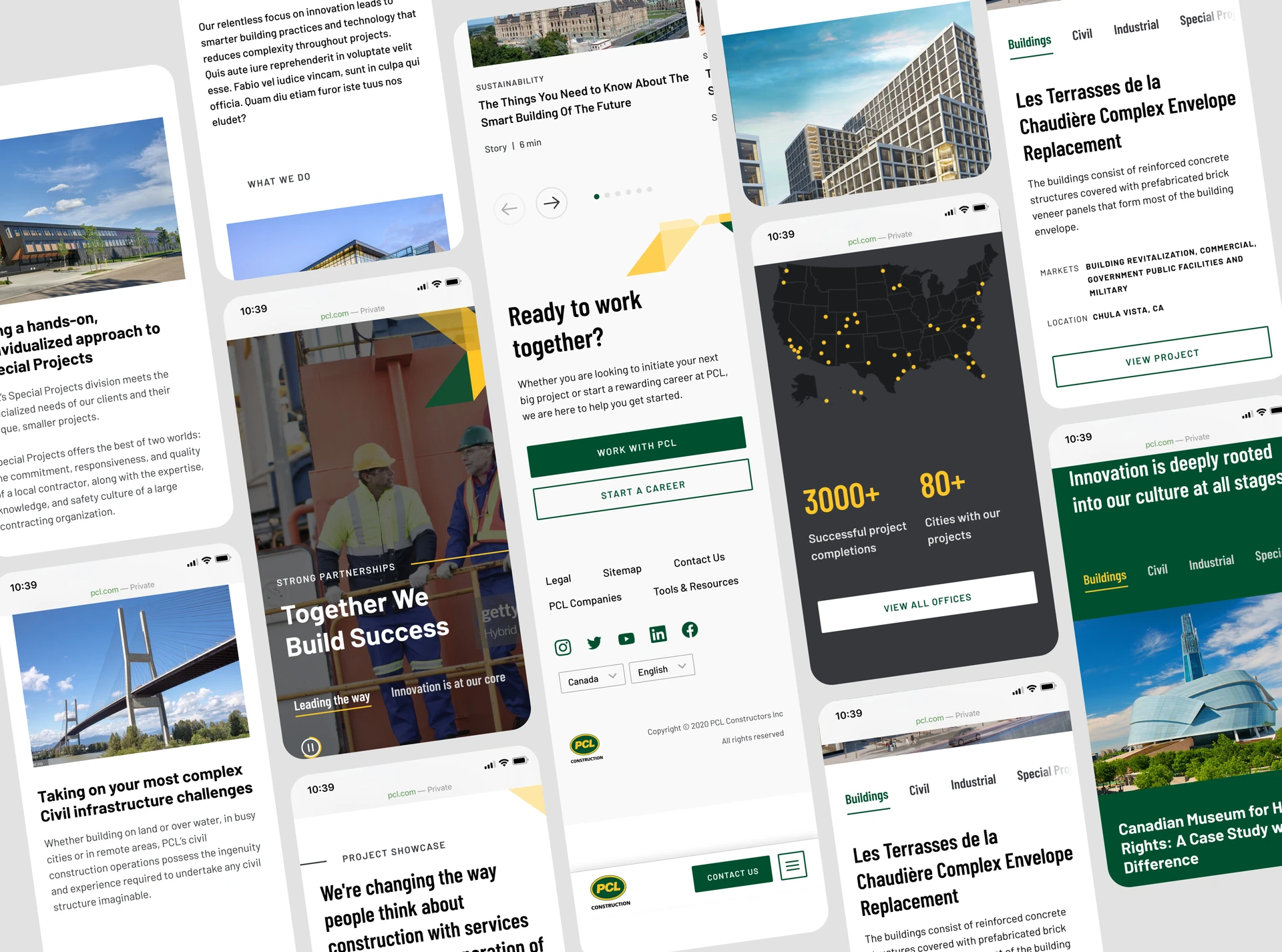 Collage of PCL website screens across desktop and mobile
